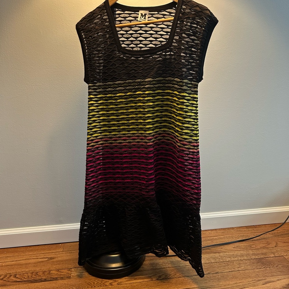 Missoni Black, Yellow, and Pink Mesh Mini Dress